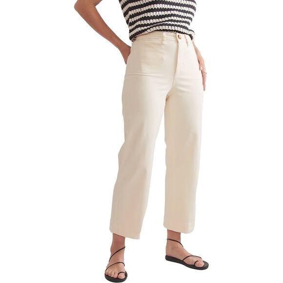 Marine Layer Bridget Wide Leg Crop Pants Papyrus Cream High Rise Womens 8 - Picture 1 of 7